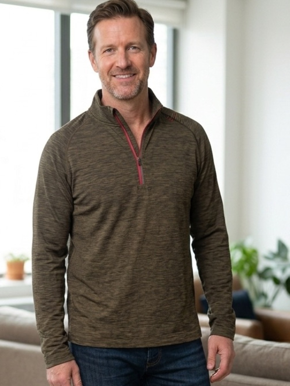 Lululemon Metal Vent Tech 1/2 Zip Deep Meadow/Black Red Zipper (M3)